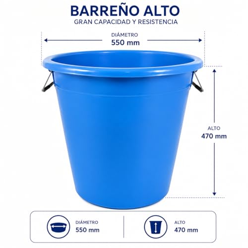 Barreño grande resistente de 70L y alta durabilidad con asas 3