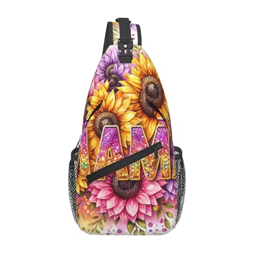 Sunflower MaMa Mother's Day Sling Backpack Unisex Crossbody Chest Bag Shoulder Chest Bag For Women Men Hiking Travel