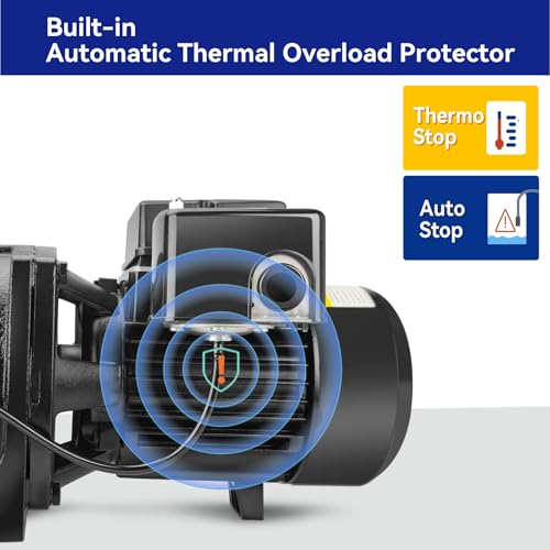 Image of Acquaer Shallow Well Jet Pump,Cast Iron, Well Depth Up to 25ft, 115V /230V Dual Voltage, Automatic Pressure Switch