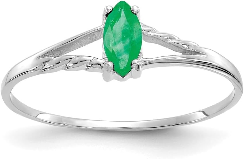 Diamond2Deal 14k White Gold Emerald Solitaire Engagement Ring Size 7 (0.25 ct)
