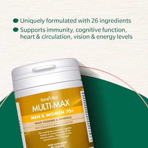Nature's Best Multi-Max Multivitamin for Age 70+ - Advanced Support with Vitamin C, D and Calcium for Immune Support & Bone Health for Seniors - UK Made - 90 Tablets (3 Months' Supply) - Image 2