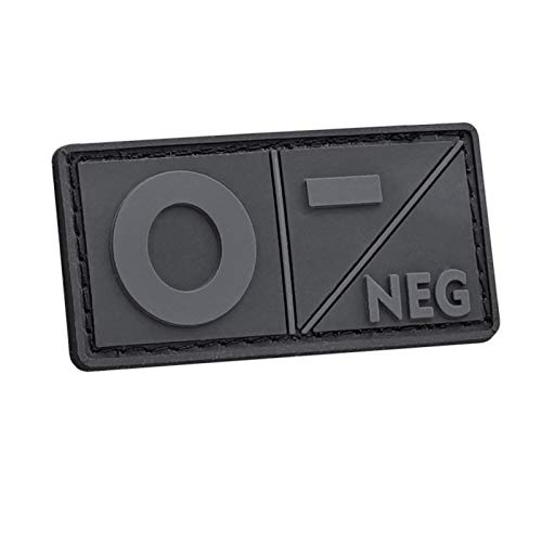 Mini First Aid PVC Blood Type O Negative Patch [Blackout Subdued] - Compatible With Velcro for Backpacks, Plate Carriers, Hats, Ifak - O Neg Kit