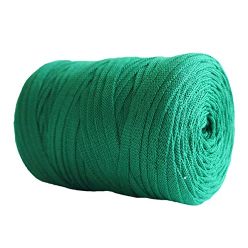 1Pcs 250G 8.1Oz Soild Color Fancy Yarns Diy Bag Handbag Carpet Cushion Cotton Cloth T-Shirt Yarn Knitting Crochet Yarn Pet Cave Basket Crochet Bag Fabric Yarn (250G, Green) #TOP8