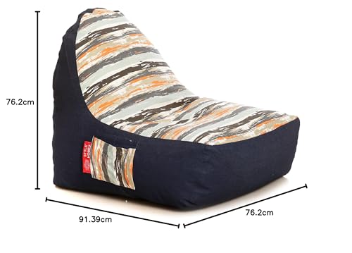 Image of Style Homez Urban Design Denim Canvas Stripes Printed Bean Bag XXL Size Filled with Beans Fillers