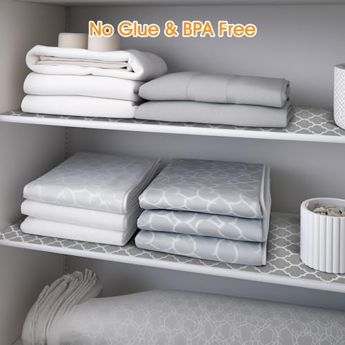 Shelf and Drawer Liner for Kitchen Cabinets Non-Adhesive, Strong Grip Non-Slip Thickened Cabinet Liners for Shelves, Waterproof Mats for Dresser Cupboard, Gray, 12 in x 10 Feet