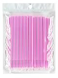 LLTGMV 100PCS Micro Brush, Micro Swabs for Eyelash Extension, Disposable Micro Applicator Brush Micro Eyelash Swabs Pink for for Makeup ＆ Gift Ideas (Head Diameter: 2.0mm)