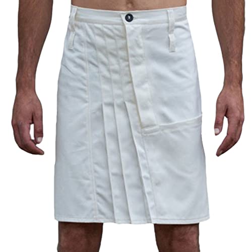 Jupe samouraï homme plissée couleur unie vintage avec grandes poches