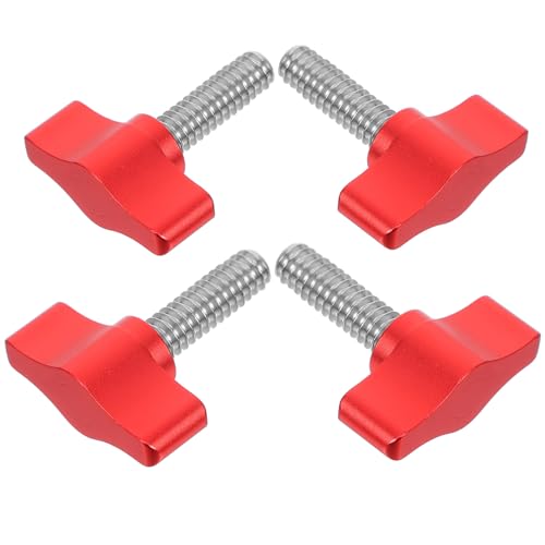JEWEDECO 4pcs 1/4\"-20.4 Red Aluminum Thumb Screw Knobs Set with T-Handle for Camera Accessories, Electrical Panel Screws and Industrial Fastening Applications