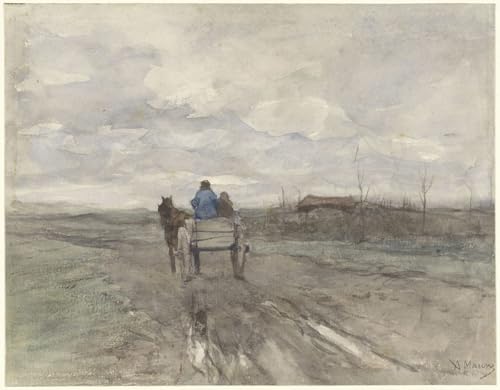 Tableau Chariot de ferme Anton Mauve - Impression d'art sur toile nature campagne 60x90cm