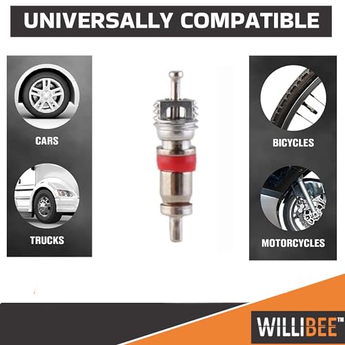 Image of WILLIBEE Valve Core Remover Tool with Car Motorcycle Bike Truck Replacement TPMS Nickel Plated Tire Tyre Valve Stem Core Part (10Pcs)