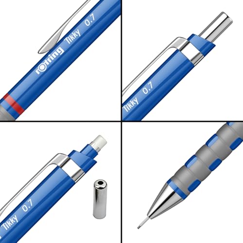 Image of Rotring 0.7mm Mechanical Clutch Lead Pencil | Tikky | for Smooth Writing Drafting Drawing | Blue Barrel | Stationery
