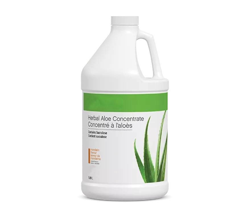 Herbal Aloe Concentrate, 1.89 L, Mandarin Flavor, for Hydration and Digestive Health, Liquid Supplement with Aloe Vera