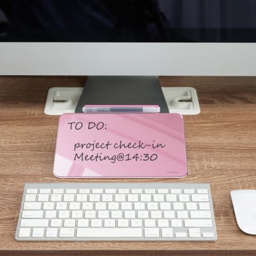 Image of TSJ OFFICE Small Desktop Whiteboard - Glass Dry Erase Board 8 X 6 Inches Tabletop Easel Whiteboard with Stand, Desk Board Buddy for Artist, Teacher and Student - Pink & Gold
