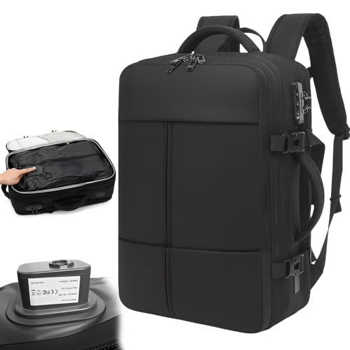 Vacuum Seal Travel Backpack W/Pump Built-in - 65L Water-Resistant Carry-On Vacuum Backpack Travel Bag Expandable Air Compression System with TSA Lock Fits19