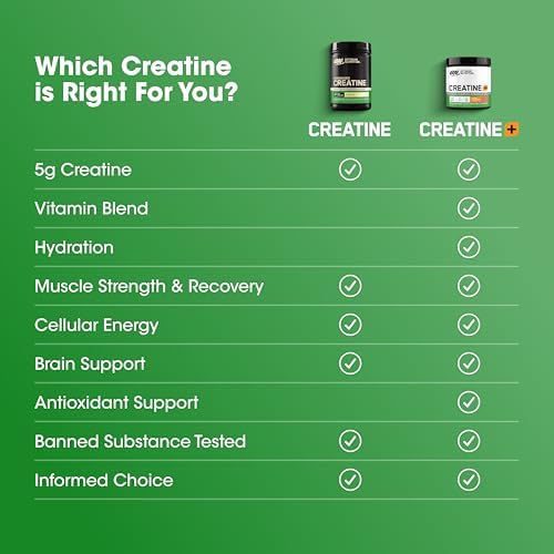 Optimum Nutrition Creatine, Micronized Creatine Monohydrate Powder, Supports Strength & Recovery, Banned Substance Tested, Blueberry Lemonade Flavor, 5g per serving, 60 Servings — view 10