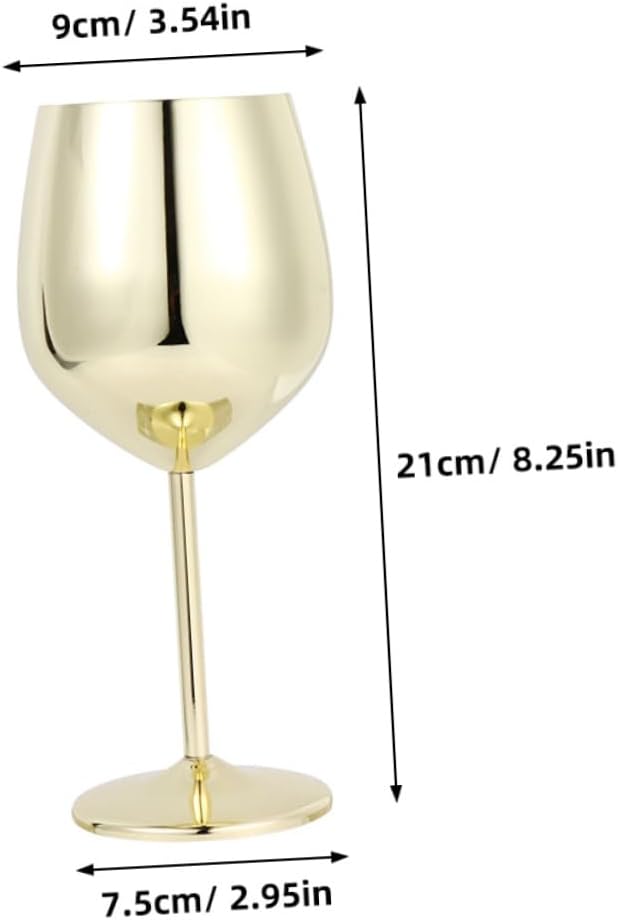 2pcs Stainless Steel Wine Goblets Unbreakable Large Stemmed Glasses Chilled