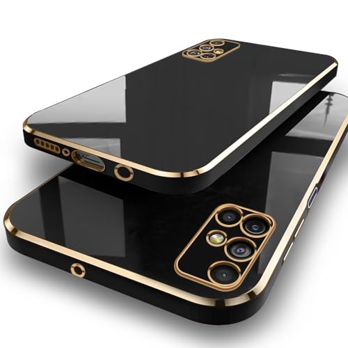 Image of TheGiftKart Luxurious Golden-Plated Back Cover Case for Samsung Galaxy M51 | Raised Lips for Camera & Screen Protection | Shockproof Design | Stylish Case for Samsung Galaxy M51 (TPU, Black)