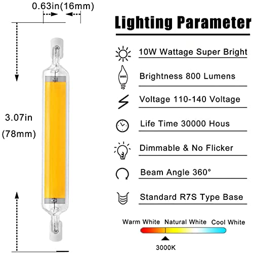 Lgwg 16 Pack R7S Led Bulb 78Mm 10W (16Pcs) Dimmable 78Mm T3 Double Ended Bulbs 100W Halogen Equivalent Replace R7S Base 360°Beam Angle Landscape Lights,Warm White 3000K #TOP3