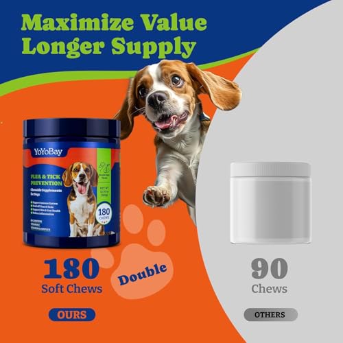 Image of Flea and Tick Prevention for Dogs Chewable - Duck & Pear Flavor - Dog Flea and Tick Treatment Chewable, Natural Defense- Dog Immune Support Supplement, 2 Pack