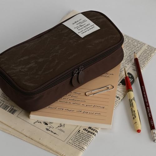 Image of Monolike Archive 247 Standard E1 Pen Case, Brown - Pencil Pouch, Portable Pencil Bag, Pencil Case, Office Pouch case