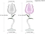 Rose Flower Wine Glasses, Creative Red Wine Glass Set of 2 Rose Flower Goblet Wine Cocktail Juice Glass for Party Dinner Wedding Festival Kitchen Bar Celebration (100ml，2Pcs)