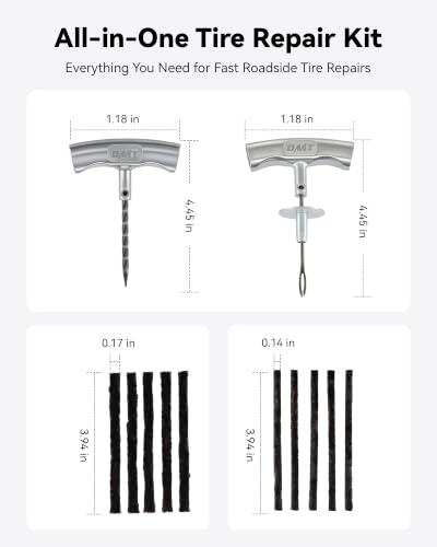 Image of OMT Tire Repair Kit, Tire Patch Plug Kit with T-Handle Tools & Repair Plugs