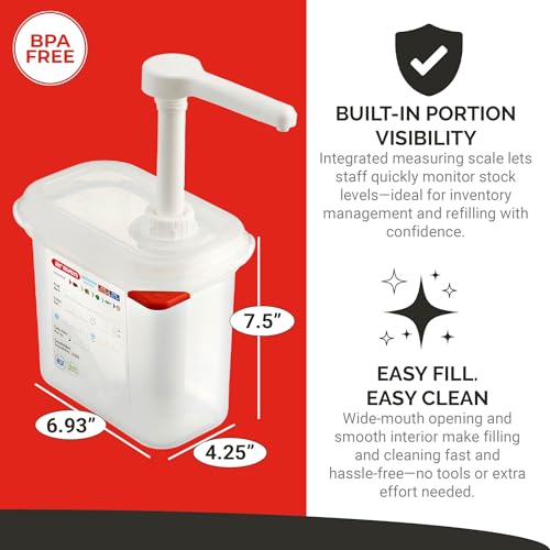 Araven Sauce Dispenser with Pump, Single Container for Serving Condiments in Commercial Kitchen, 1 Oz Capacity, 1 Count, Clear by Araven - Image 4