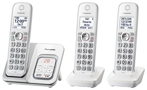 Panasonic Expandable Cordless Phone System with Answering Machine and Call Block - 5 Cordless Handsets - TGD533W (3 Handsets) +TGDA50W1 (2) (White)