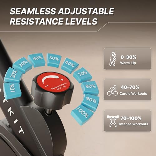 Image of Fitkit by Cult FK8001 Spin Bike with 8Kg Flywheel, LCD display, Adjustable Brake Pad Resistance with Belt Drive System for Fitness at Home Workouts | Max Weight : 130 kg (Black)