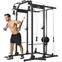 SPORTNOW Cable Crossover Machine Pull Up Bar 300kg Power Cage Squat Rack