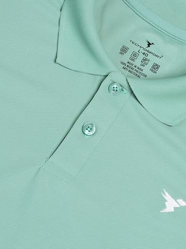 Image of TECHNOSPORT Men's Solid Slim Fit Polo Collar T-Shirt MATPIQ Half Sleeve Button Polyester for Gym Running Workout UPF50+ Anti Odour