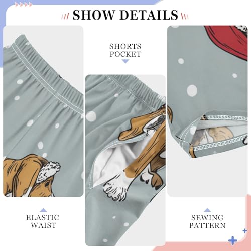 ZZXXB Xmas Beagle Snow Boys Long Pants Soft Trousers Elastic Waist Kids Lounge Bottoms with Pockets S-XL4