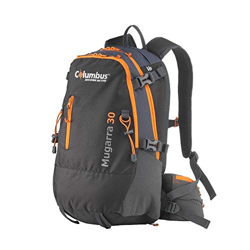 COLUMBUS Sac à Dos Trekking Mugarra 30 Sac à Dos Randonnée Femme Homme 30 litres Voyage Camping Escalade Couleur Noire avec Orange