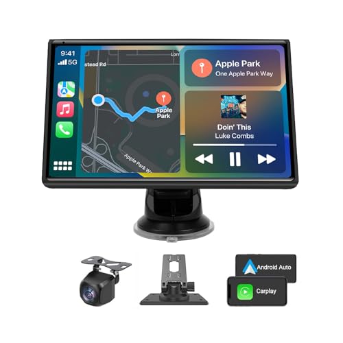 2026 Enhanced Carplay Screen for Car - 7' HD Portable Carplay & Android Auto with Bluetooth, HD Backup Camera, GPS Navigation, Siri, FM Radio, AUX, and Mirror Link – Compatible with All Vehicles