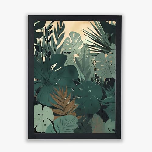 Cadre photo feuilles tropicales extra large grand format coucher de soleil