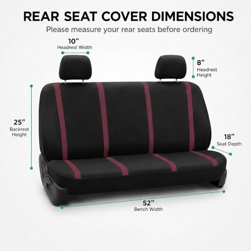 Image of FH Group Car Seat Covers Rear Set Cloth - Car Seat Covers with Removable Headrest,Universal Fit,Automotive SeatCovers,Washable Car SeatCover for SUV,Sedan,Van Burgundy
