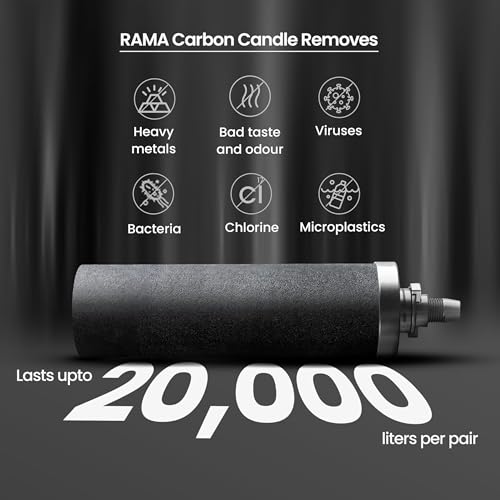 Image of RAMA Carbon Ultra-Fast Filtration Water Filter & Purifier Candle | Pack of 6 | High-Efficiency Water Purifier Filter Candle for Home Clean & Safe Drinking Water