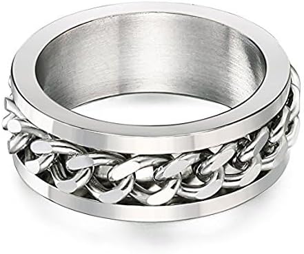 LEEYA NL11 8MM Stainless Steel Rings for Men Engagement Wedding Band Chain Ring, Size 7-13 (13, Silver) - Image 3