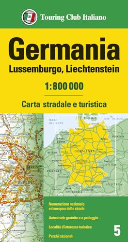 Germania, Lussemburgo, Liechtenstein 1:800.000. Carta Stradale E Turistica