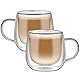 CMXING Doppelwandige Latte Macchiato Gläser Set 2er Set 300ML Kaffeeglas Teegläser mit Henkel Borosilikatglas Kaffeetassen Glas für Cappuccino,Tee,Sodawasser,Milch,kaltes Getränk