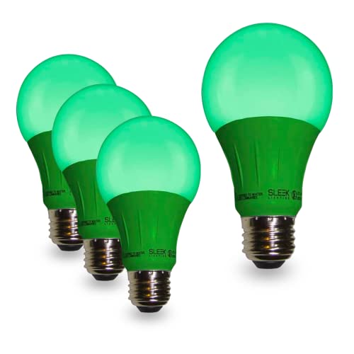 SLEEKLIGHTING LED A19 Green Light Bulb, 120 Volt - 3-Watt Energy Saving - Medium Base - UL-Listed LED Bulb - Lasts More Than 20,000 Hours