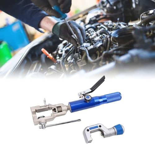 Brake Hose Flaring Tool Kit, Suitable for Fuel and Transmission Cooling Hoses, Equipped with a High-Efficiency Cylinder and Hose Cutter.