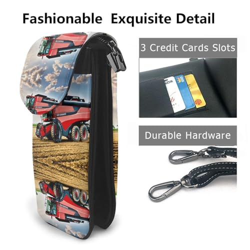 Sac à bandoulière en cuir végétalien de haute qualité pour téléphone et motif agricole - 3