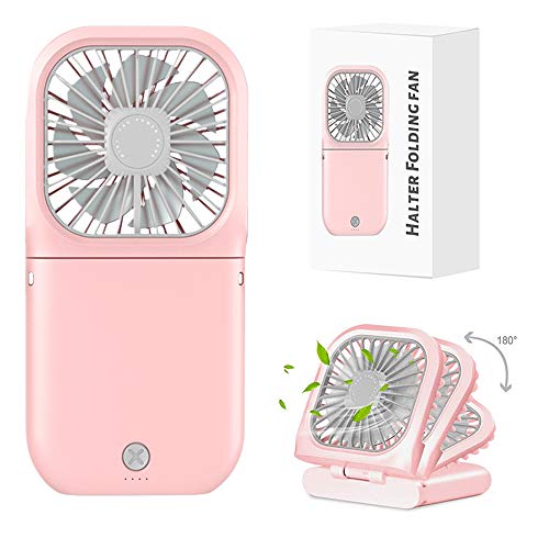 WORKER Quiet Personal Fan, Portable Hands Free Neck Fan,Adjustable USB Rechargeable Small Fan 3000mAh Power Bank Personal Neck Fan with 3 Speeds Handheld Fan for Travel Sports, Office and Outdoor