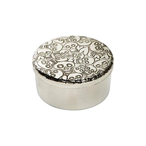 Caja redonda de peltre con diseño de calavera de amor Cover