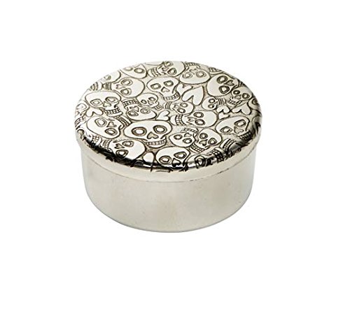 Wentworth Pewter - Small Love Skull Pewter Round Trinket Box,