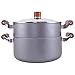 Szary 24 cm dwuwarstwowy parownik z pokrywką, nieprzywierający parownik, garnek do zupy, garnek do gulaszu, garnek wielofunkcyjny, kuchenka gazowa (rozmiar: 24 cm długości x 19 cm wysokości)