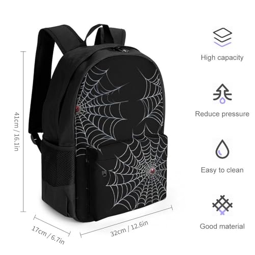 Men Women Polyester Halloween Spiders Web Black Daypack Backpack Large Capacity Carry On Bag With Smooth Zippers for Hiking Picnic Walking Cycling2
