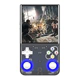 R36 - Console di gioco portatile ultra retrò, schermo HD da 5,1 pollici, memoria da 128 GB, multi emulatore portatile, viola e arancione (nero)