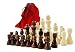 Produktbild Holz Schachfiguren im Samtbeutel Königshöhe 79 mm - Staunton Design Schach Holzfiguren mit Filzgleiter Samt Beutel Baumwolle rot Gr. L König 79mm Springer handgeschnitzt